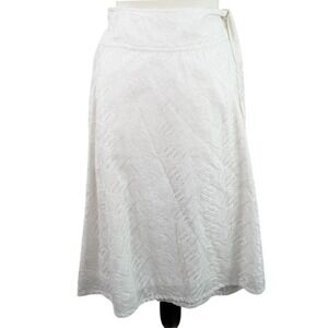 Adini Skirt 100% Cotton Embroidered Pleated Belted Minimalist White One Size NWT